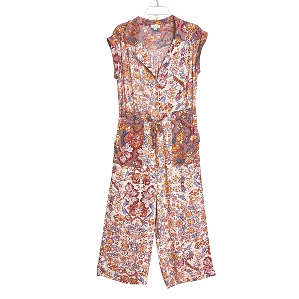 POL Spring Garden Multicolor Wide Leg Cropped Jumpsuit